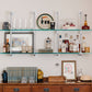 Wall mounted shelving with chrome pipes and glass shelves | Soil & Oak 