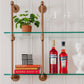  kitchen and bar wall mounted shelving with coper pipes and glass shelves | Soil & Oak 
